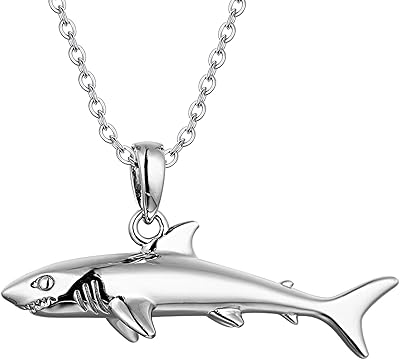 wioy 鲨鱼项链 男女 男孩 925 纯银带 45.72 厘米   5.